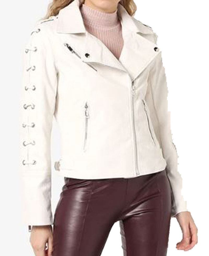 womens white leather motorcycle jacket