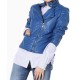 Women's FJ577 Motorcycle Quilted Asymmetrical Blue Leather Jacket