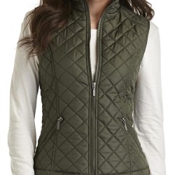Women's Satin Green Quilted Vest