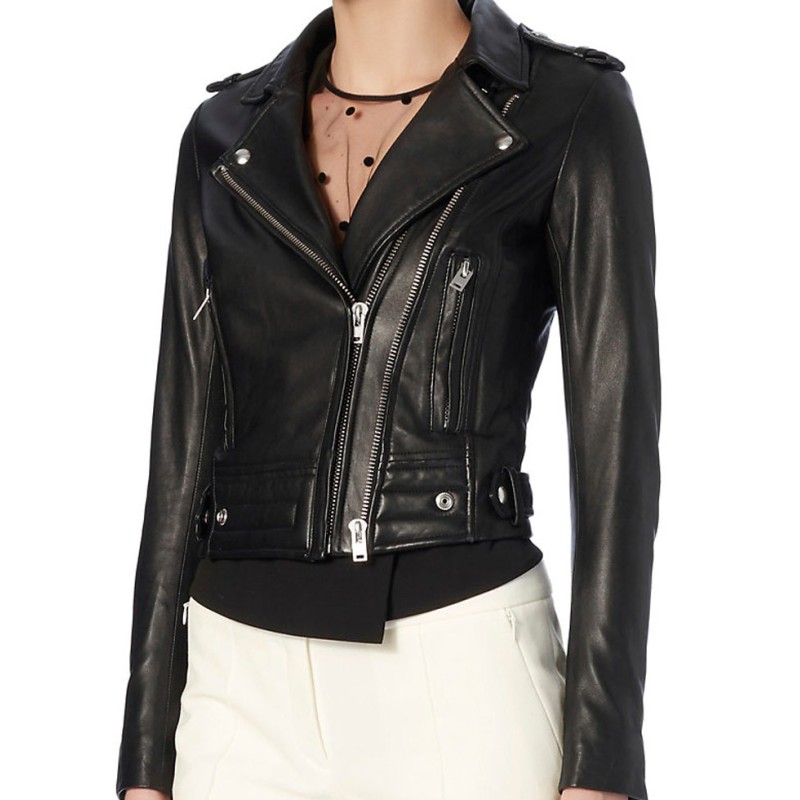 Women's Las Vegas Black Leather Motorcycle Jacket Women's Las Vegas Black Leather Motorcycle Jacket