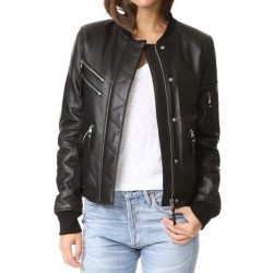Women's Los Angeles Bomber Black Leather Jacket