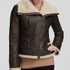 Women's Michael Asymmetrical Zipper Shearling Brown Leather Jacket Women's Michael Asymmetrical Zipper Shearling Brown Leather Jacket