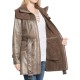 Women's Mid Length Duster Shearling Leather Coat