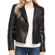 Women's Motorcycle Asymmetrical Zipper Shoulder and Sleeves Quilted Leather Jacket