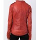 Women's Ontario Red Leather Motorcycle Jacket