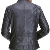 Womens Quilted Design Biker Asymmetrical Black Leather Jacket