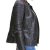 Womens Quilted Design Biker Asymmetrical Black Leather Jacket