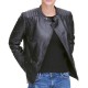 Womens Quilted Design Biker Asymmetrical Black Leather Jacket