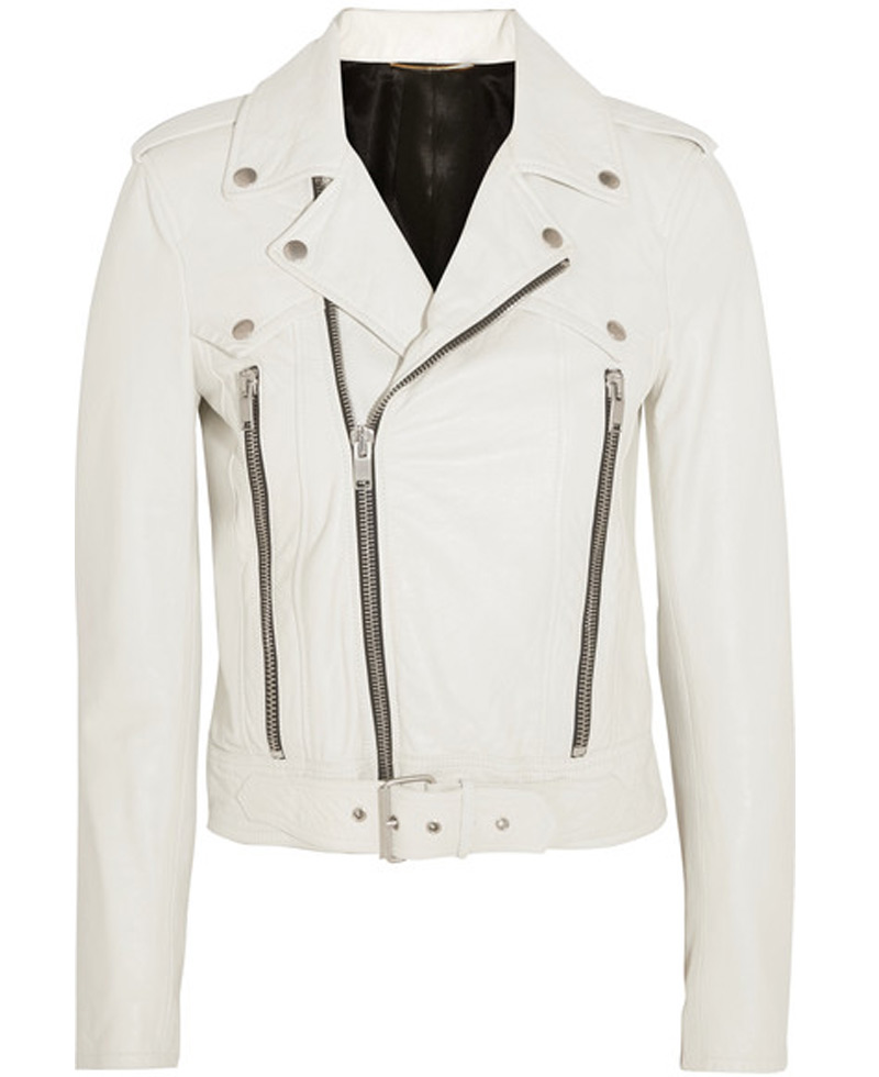white leather moto jacket