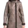 Women's Shearling Asymmetrical Brown Leather Coat Women's Shearling Asymmetrical Brown Leather Coat