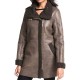 Women's Shearling Asymmetrical Brown Leather Coat