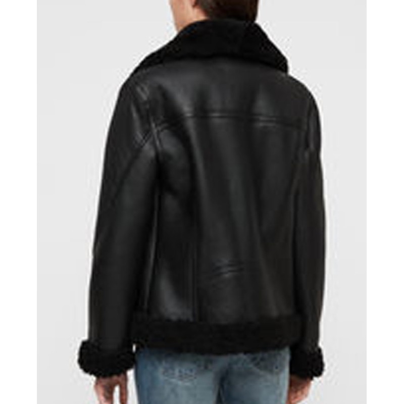Women's Shearling Bomber Black Leather Jacket Women's Shearling Bomber Black Leather Jacket