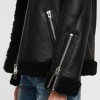 Women's Shearling Bomber Black Leather Jacket Women's Shearling Bomber Black Leather Jacket