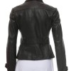 Women's Shirt Collar Style Black Leather Button Up Jacket Women's Shirt Collar Style Black Leather Button Up Jacket