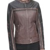 Women's Stars Sleeves Design Motorcycle Leather Jacket