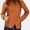 Women's Overlap Tan Leather Jacket