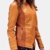 Women's Overlap Tan Leather Jacket
