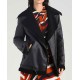 Women's Aviator Black Leather Shearling Jacket