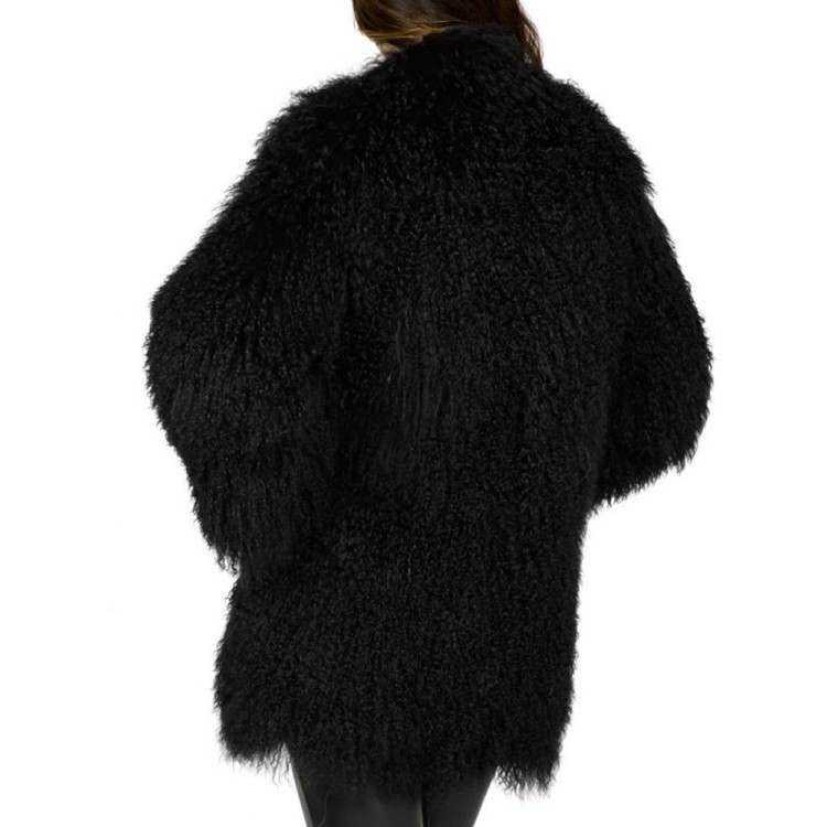 Women's Mongolian Fur Winter Black Coat Women's Mongolian Fur Winter Black Coat