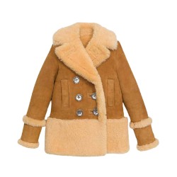 Women’s Winter Shearling Brown Leather Peacoat