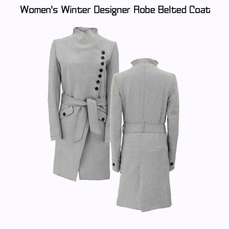 Women's Designer Grey Belted Coat Women's Designer Grey Belted Coat