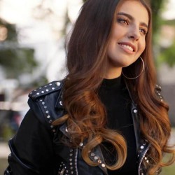 Carolina Ramirez The Queen of Flow Studded Leather Jacket