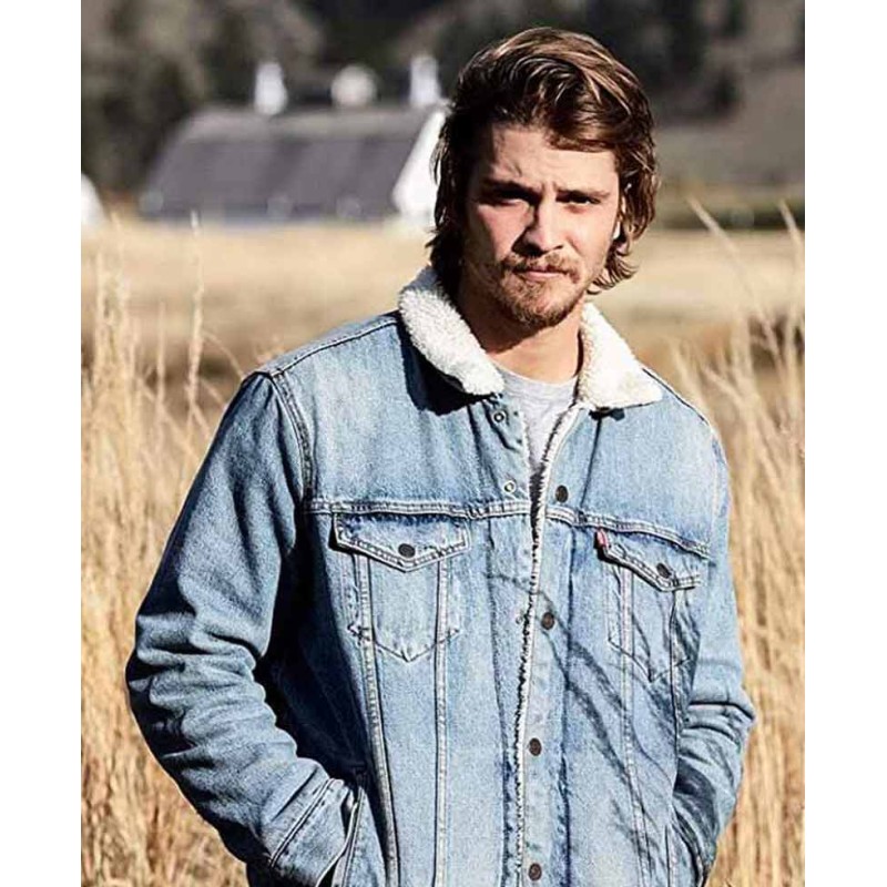 Yellowstone Luke Grimes Blue Denim Shearling Jacket