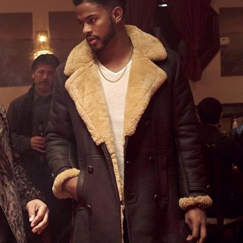 SuperFly Trevor Jackson Shearling Leather Coat 