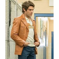 Zac Efron Extremely Wicked Tan Brown Leather Jacket