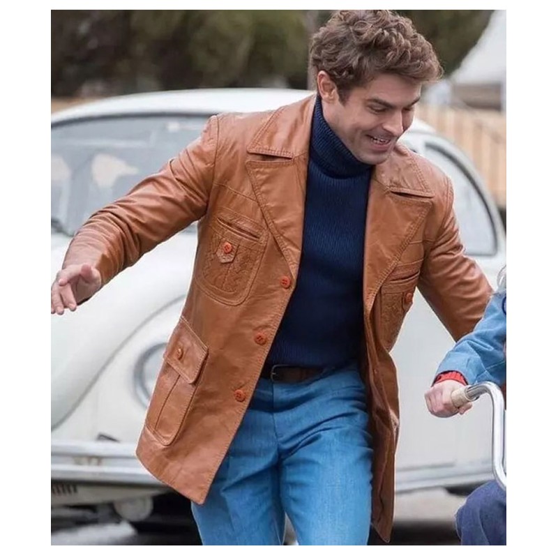 Zac Efron Extremely Wicked Tan Brown Leather Jacket Zac Efron Extremely Wicked Tan Brown Leather Jacket