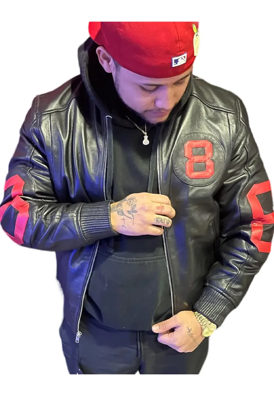 8 Ball Black And Red Bomber Jacket