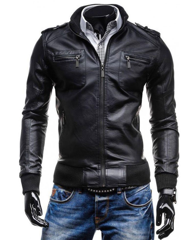 Men's Casual Wear Slim Fit Black Jacket