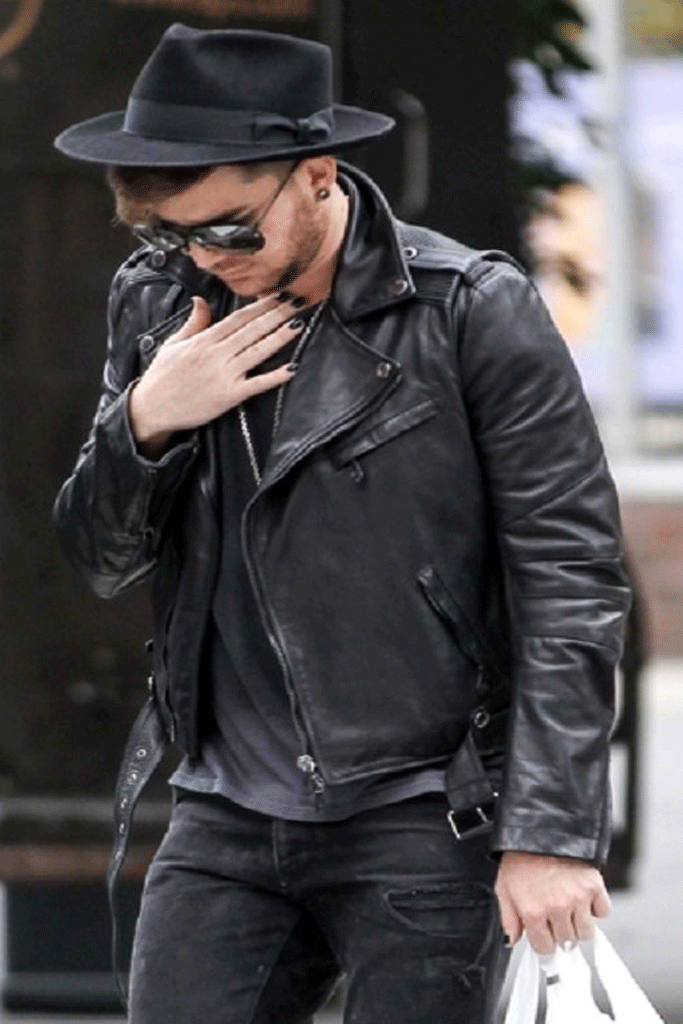 Adam Lambert Biker Black Leather Jacket