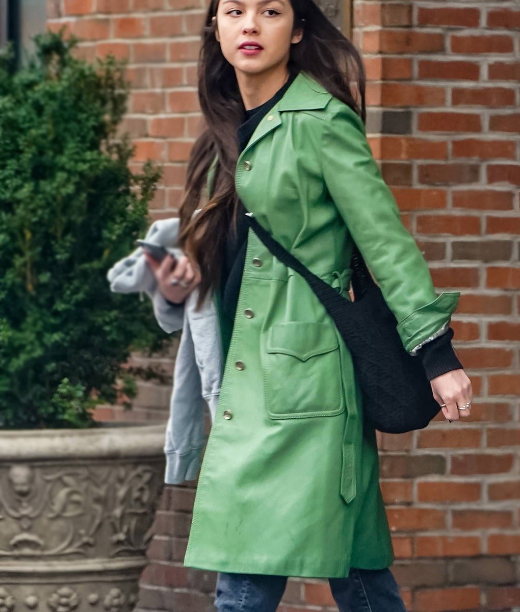 American Singer Olivia Rodrigo Green Coat