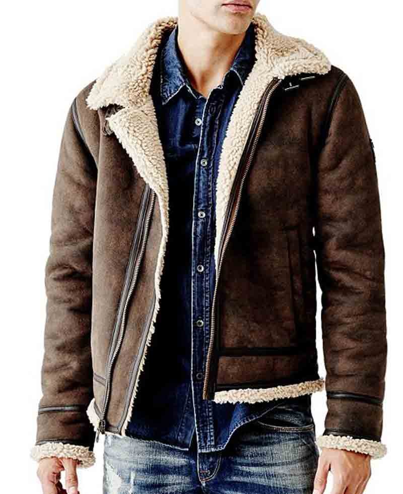 Men's B3 Suede Brown Leather Shearling Jacket