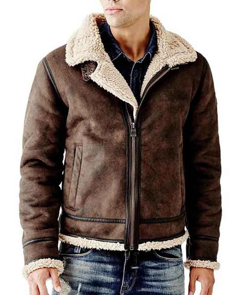 Men's B3 Suede Brown Leather Shearling Jacket