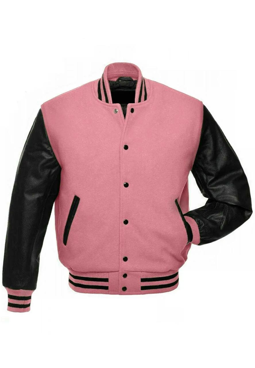 Baseball Pink And Black Varsity Jacket