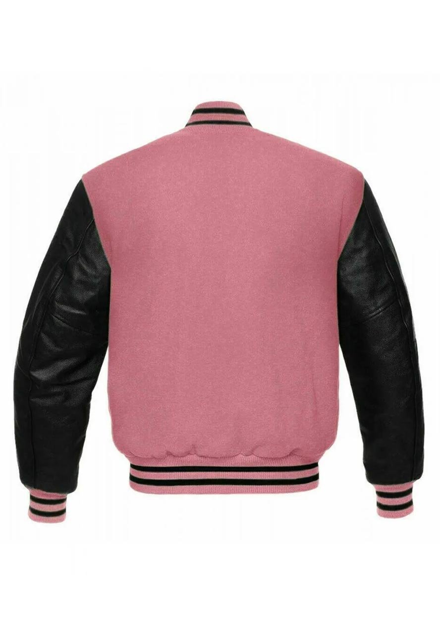 Baseball Pink And Black Varsity Jacket