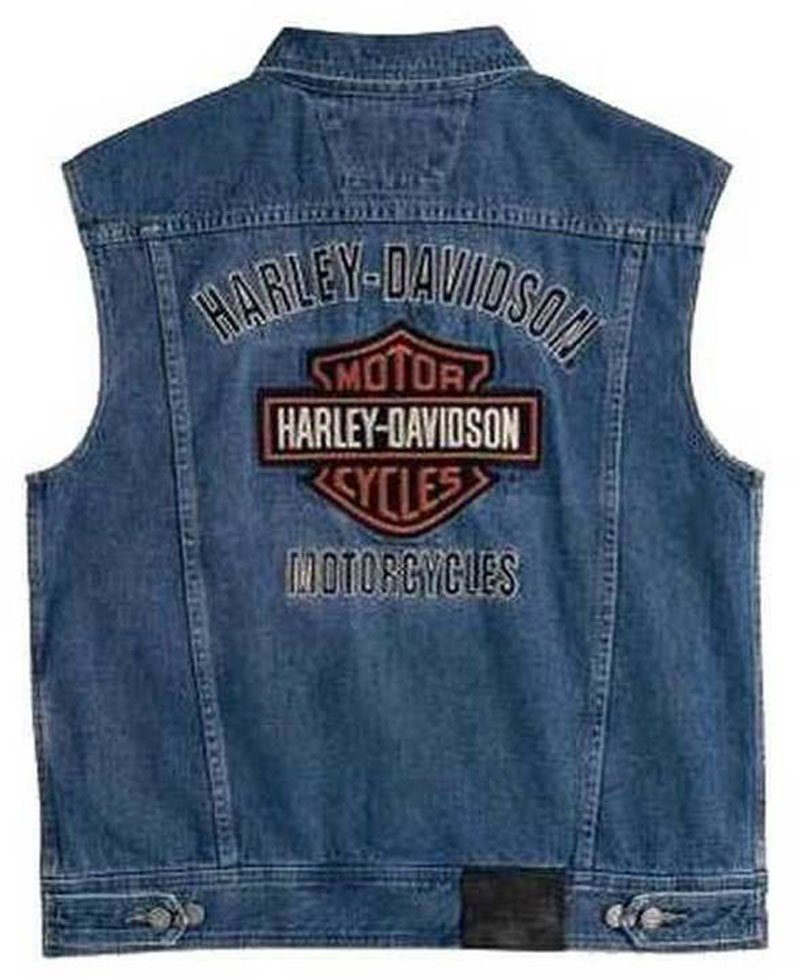 Men's Harley Davidson Blue Denim Biker Vest