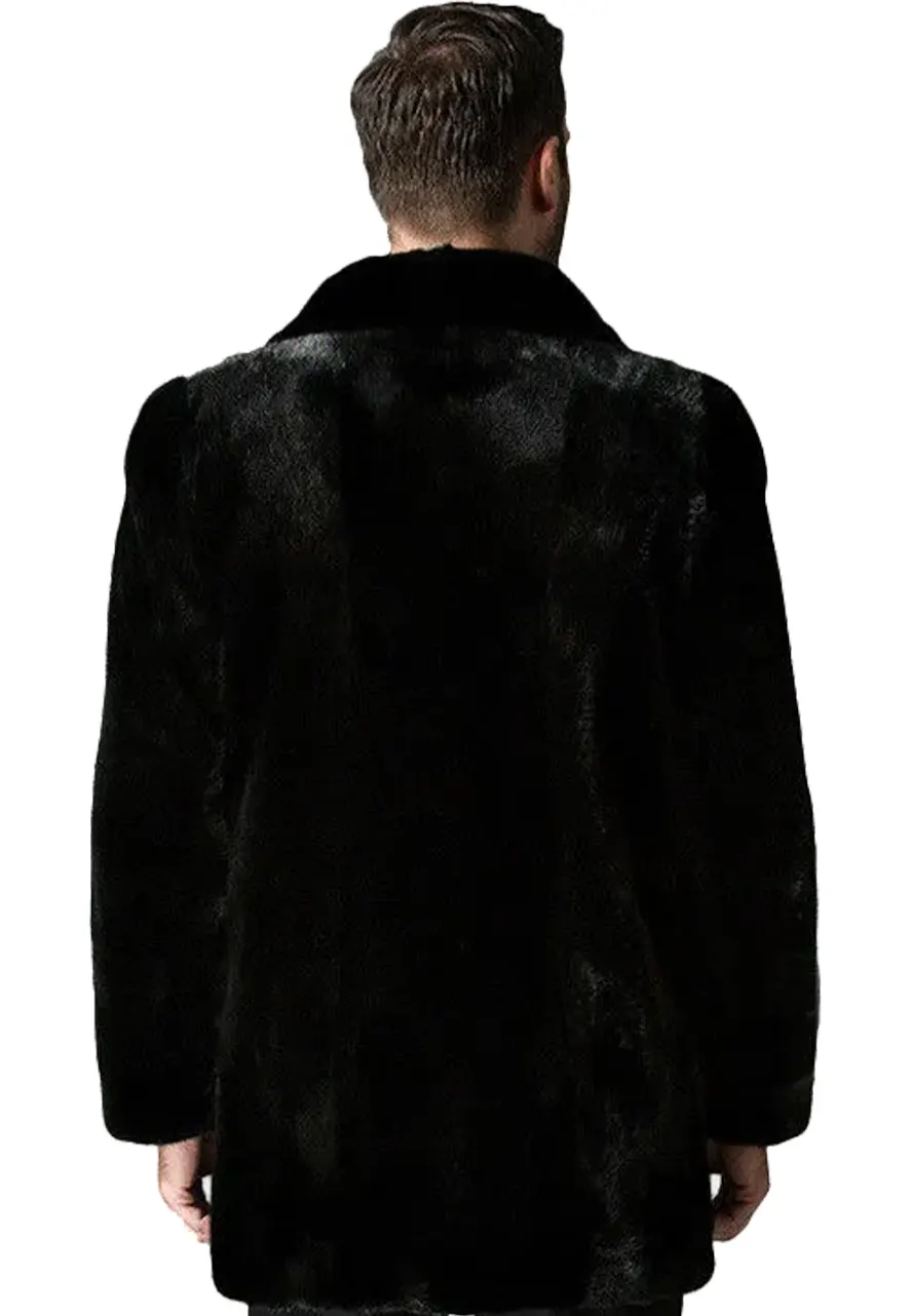 Black Mink Fur Classic Warm Winter Coat