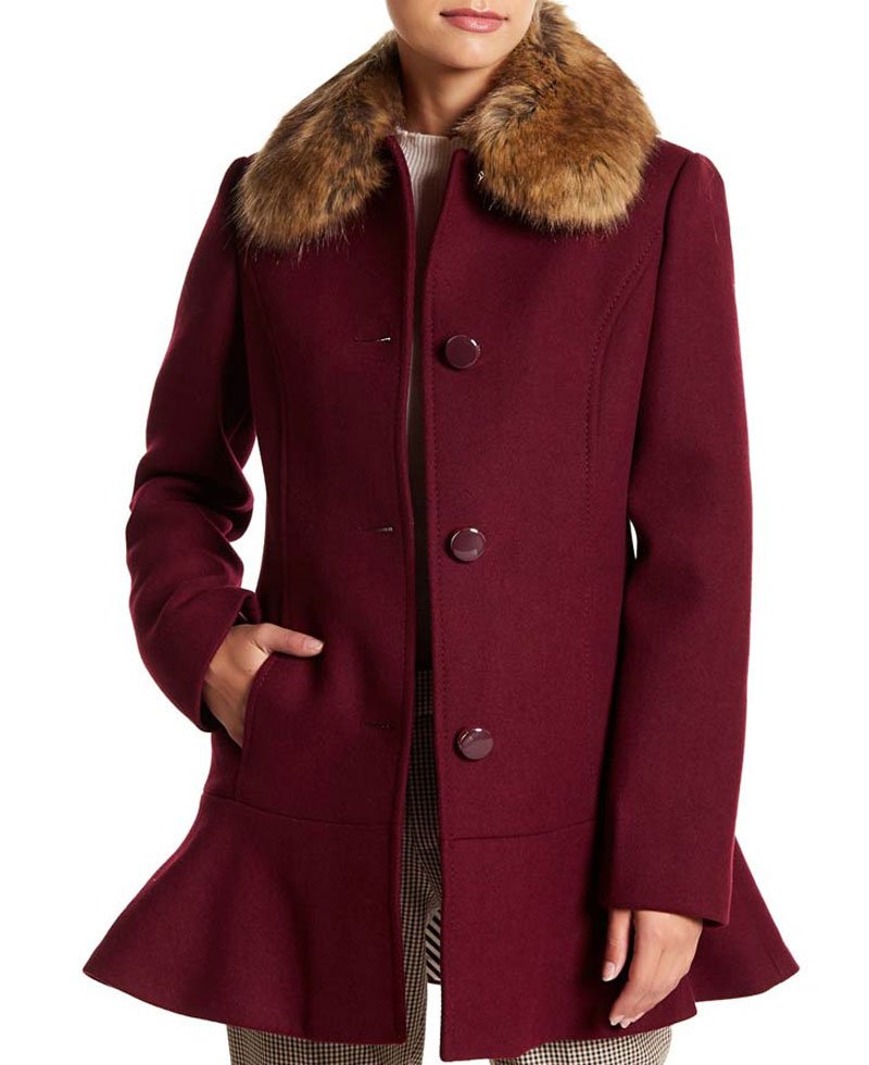 Riverdale S04 Camila Mendes Burgundy Wool Coat