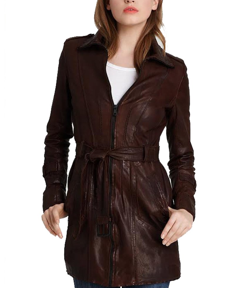 Kate Beckett Castle Stana Katic Belted Leather Jacket