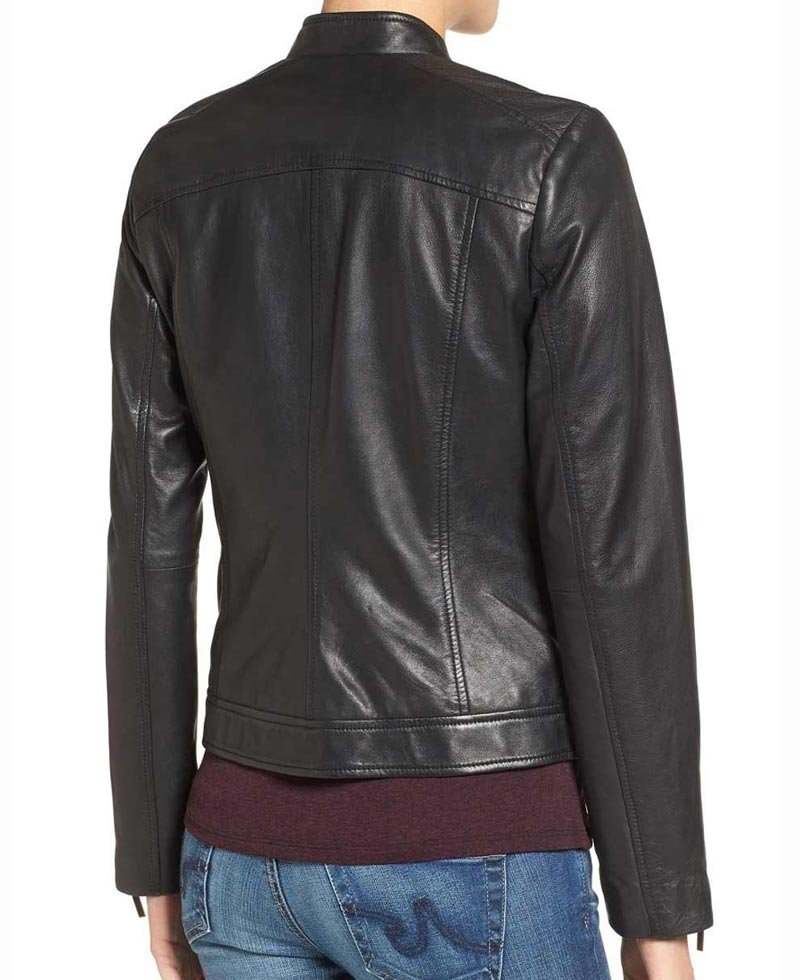 Women's Biker Casual Black Leather Jacket