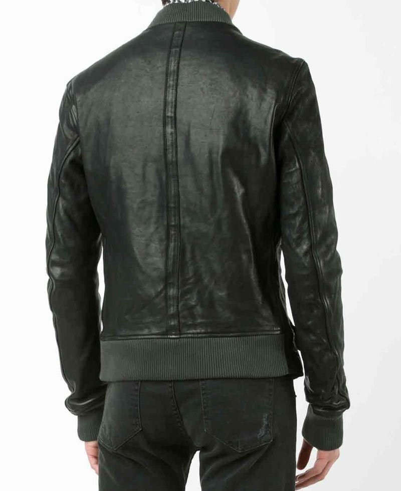 Men's Casual Wear Biker Style Bomber Black Leather Jacket