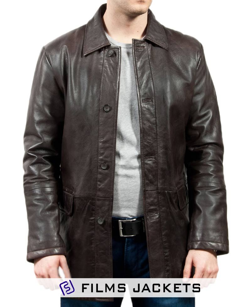 Men's Casual Wear Brown Leather Coat