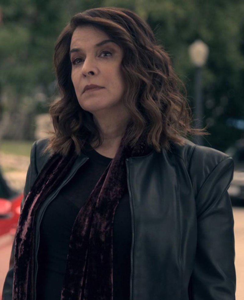 Truth Be Told Annabella Sciorra Collarless Leather Jacket