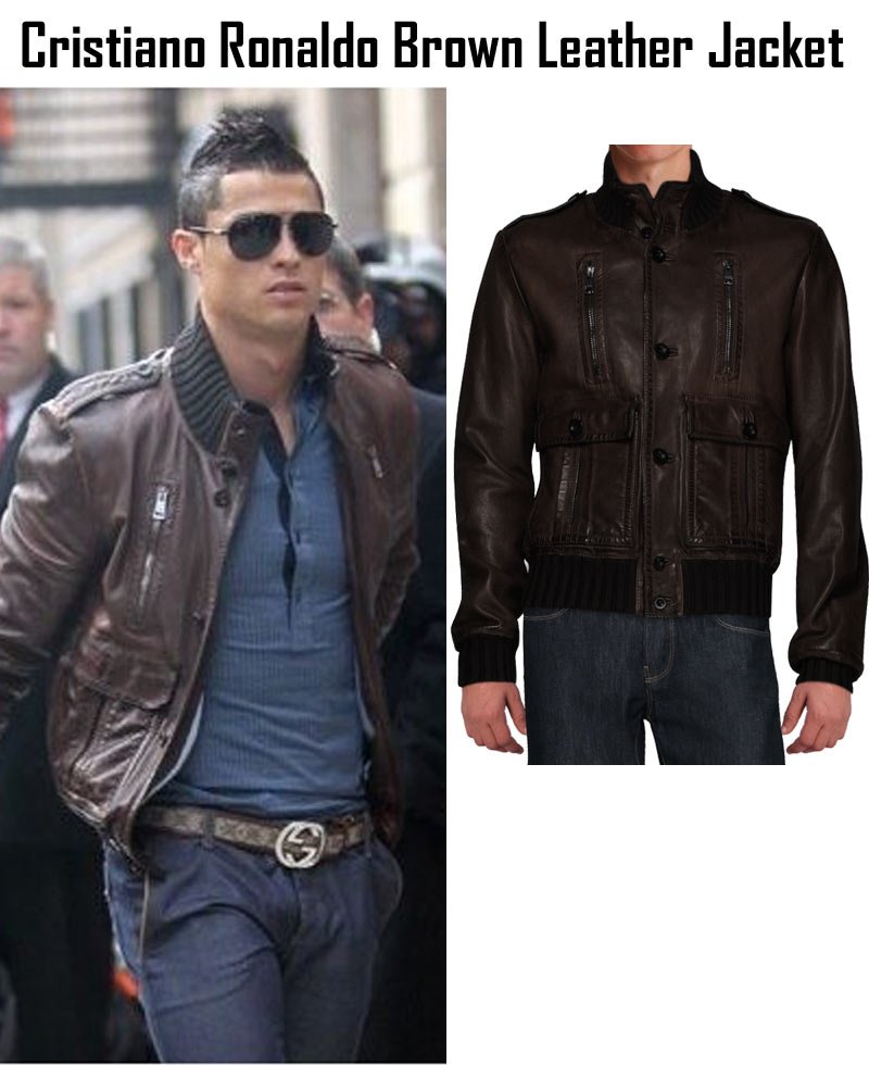 Cristiano Ronaldo Distressed Brown Leather Jacket
