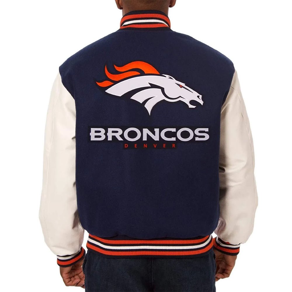 Denver Broncos Navy Blue Varsity Jacket