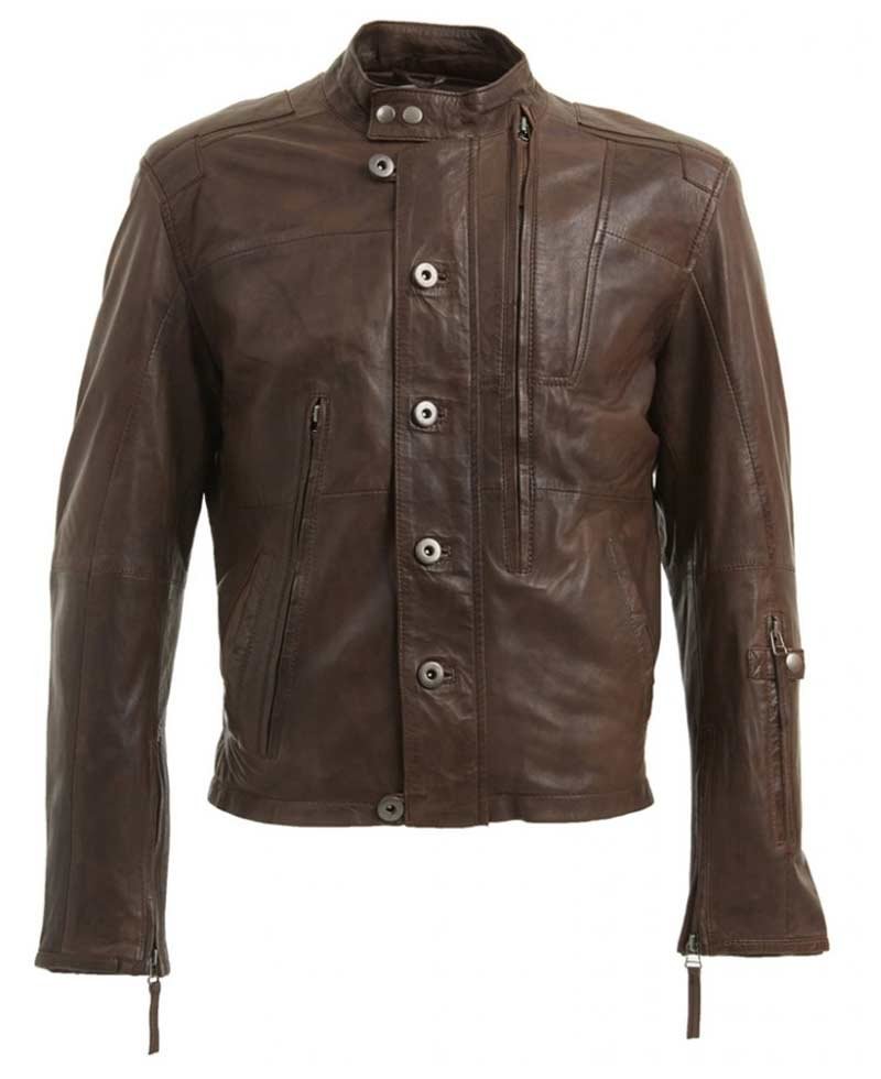 Men's Designer Biker Style Dark Brown Leather Jacket