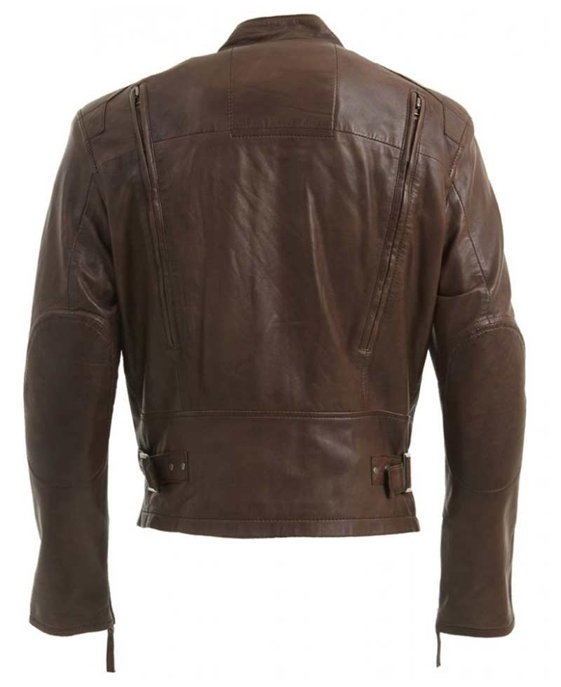 Men's Designer Biker Style Dark Brown Leather Jacket